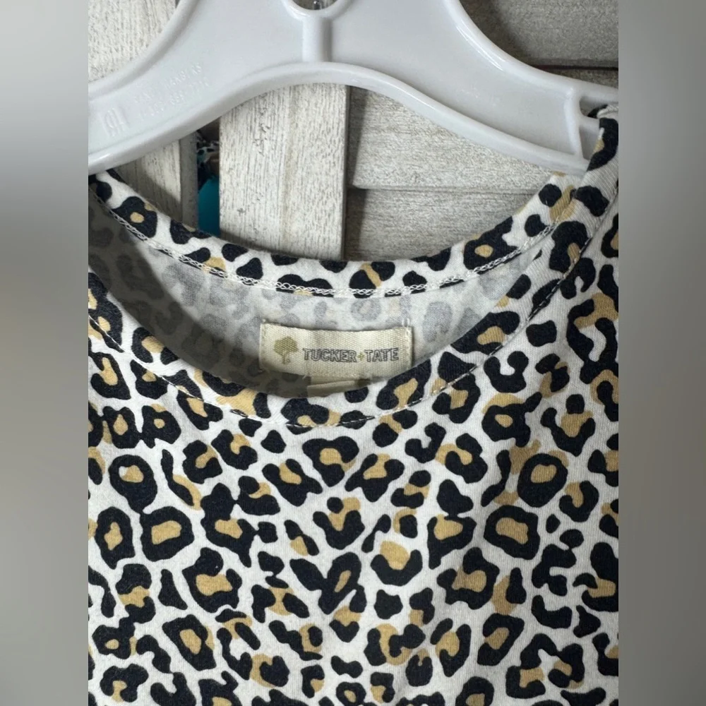 Tucker + Tate Girls Leopard Print Dress Ruffle Sleeve Cotton Casual Size 5T